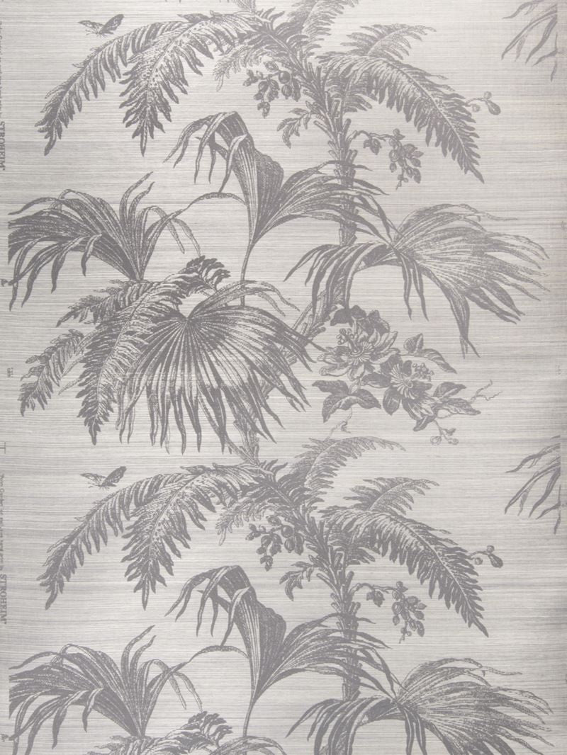 Stroheim Wallpaper 0660105 Palm Garden Sisal Slate On Gray