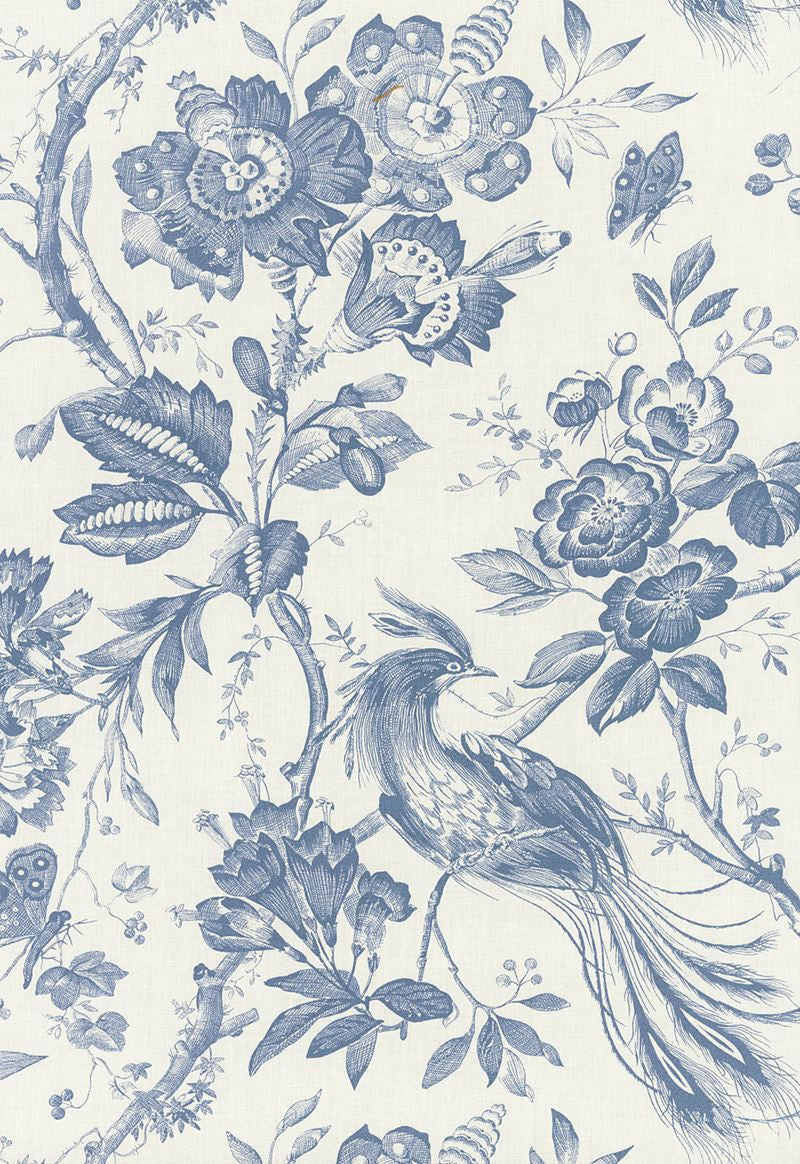 FSchumacher Fabric 1048044 Birds Of Paradise Blue