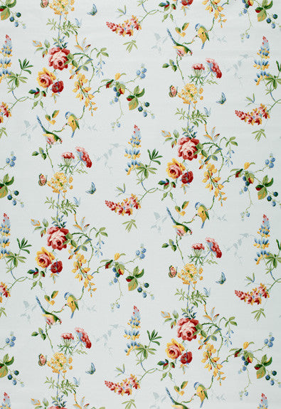 FSchumacher Fabric 1235014 Chickadee Floral Sky