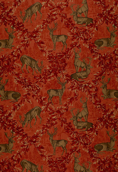FSchumacher Fabric 169073 Woburn Meadow Red