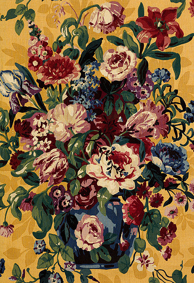 FSchumacher Fabric 173000 Centennial Bouquet Document Ochre