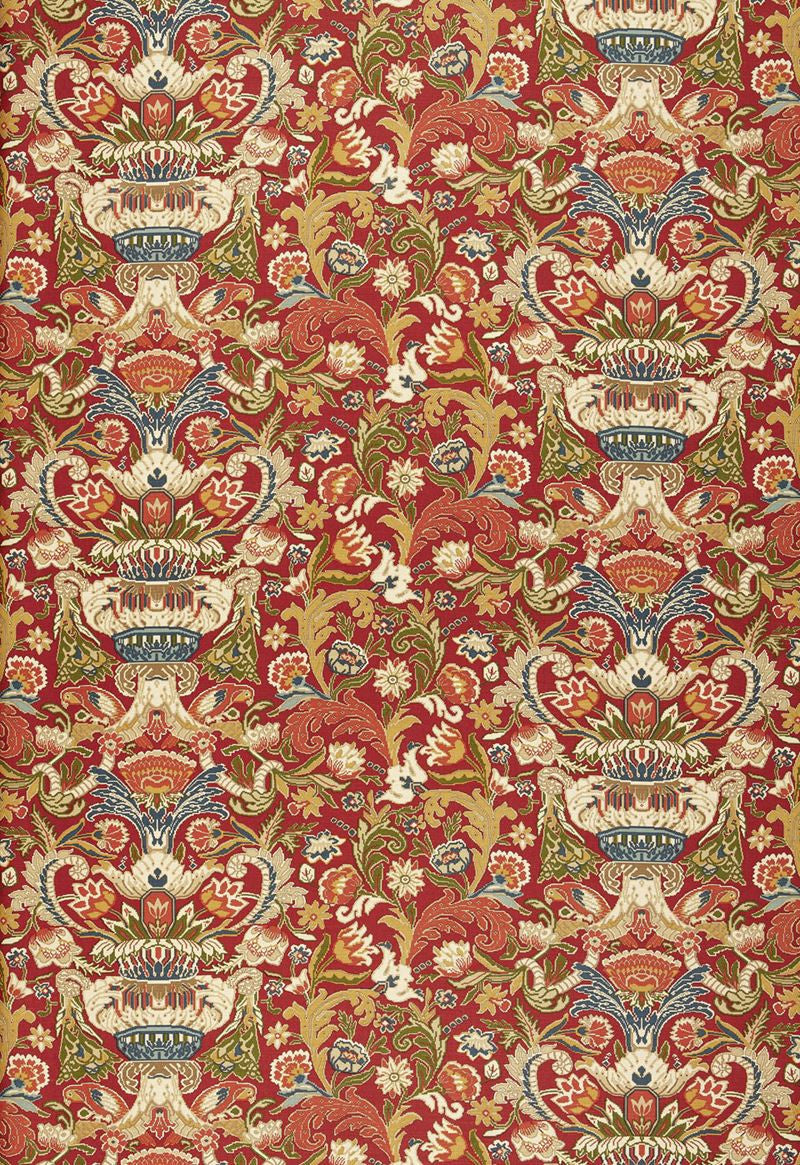 FSchumacher Fabric 173621 Egerton Tapestry Print Scarlet