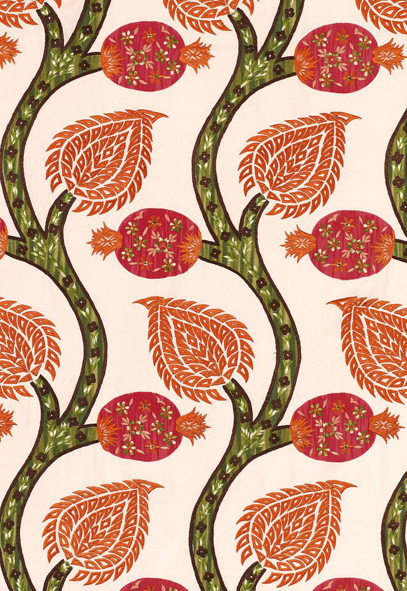 FSchumacher Fabric 174180 Nurata Embroidery Coral