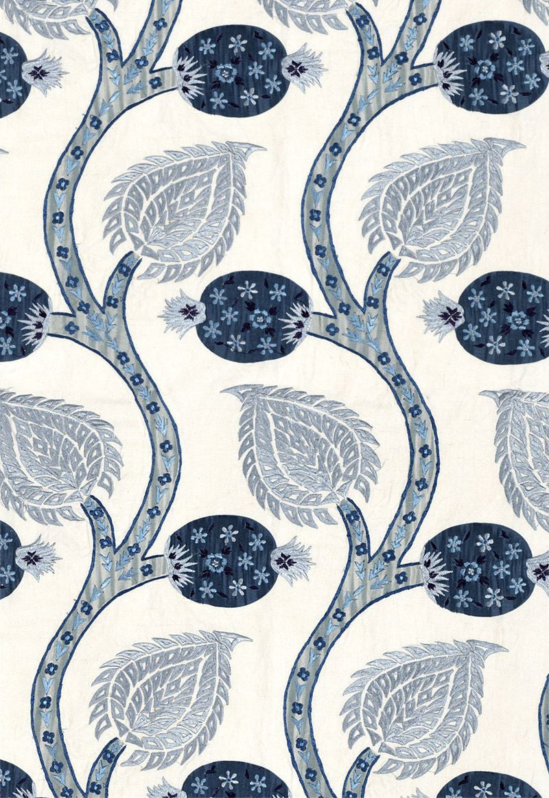 FSchumacher Fabric 174181 Nurata Embroidery Lapis