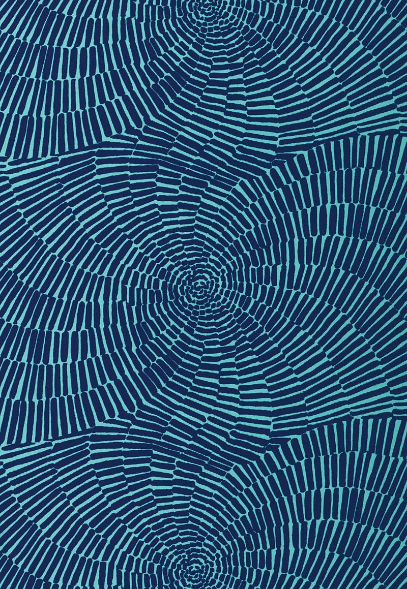 FSchumacher Fabric 174240 Sonriza Print Marine and Pool