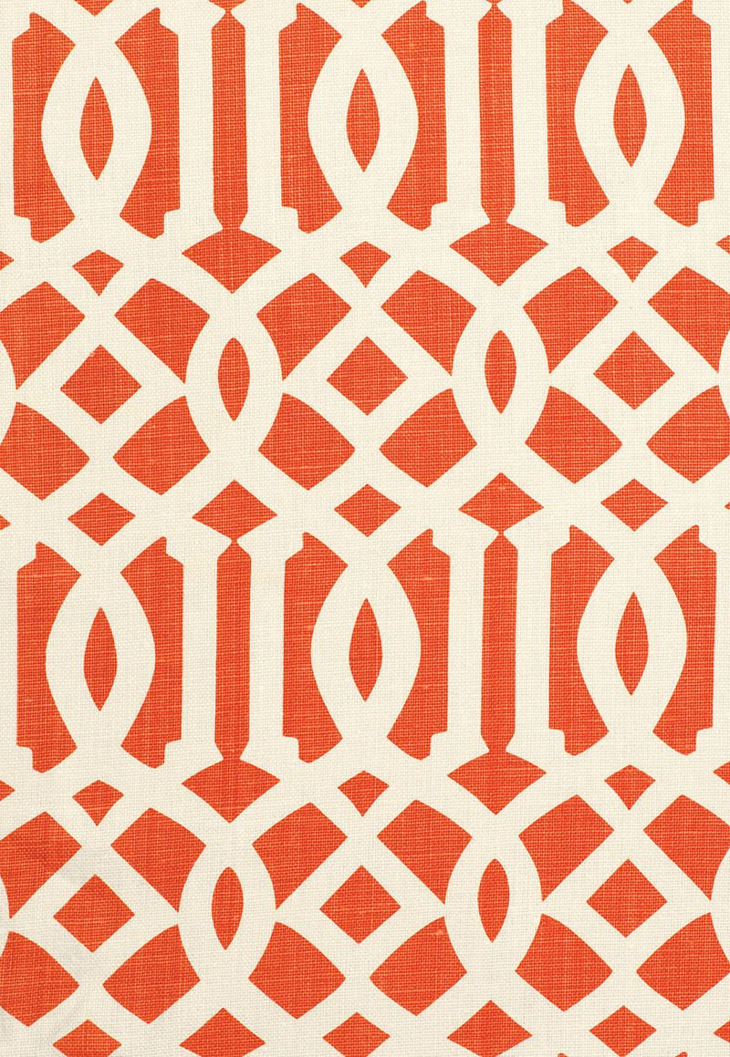 FSchumacher Fabric 174410 Imperial Trellis II Ivory, Mandarin