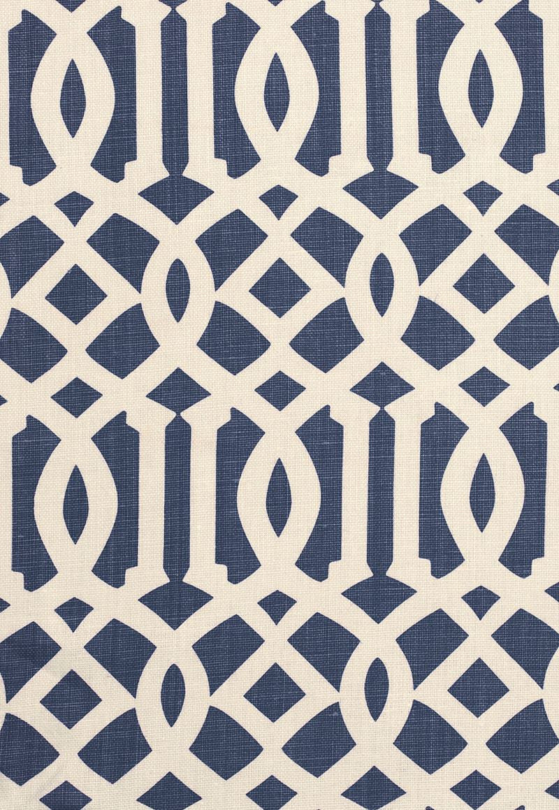 FSchumacher Fabric 174411 Imperial Trellis II Ivory, Navy