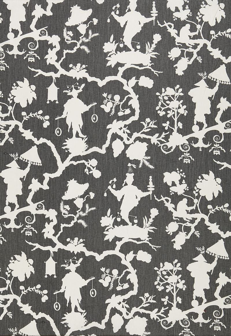 FSchumacher Fabric 174581 Shantung Silhouette Print Smoke