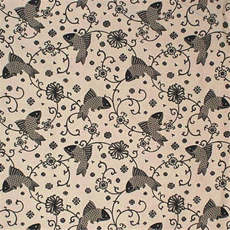Lee Jofa Fabric 2004037.18 Oriental Fishes Charcoa