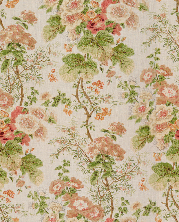 Lee Jofa Fabric 2011118.73 Hollyhock Block Coral/Apple