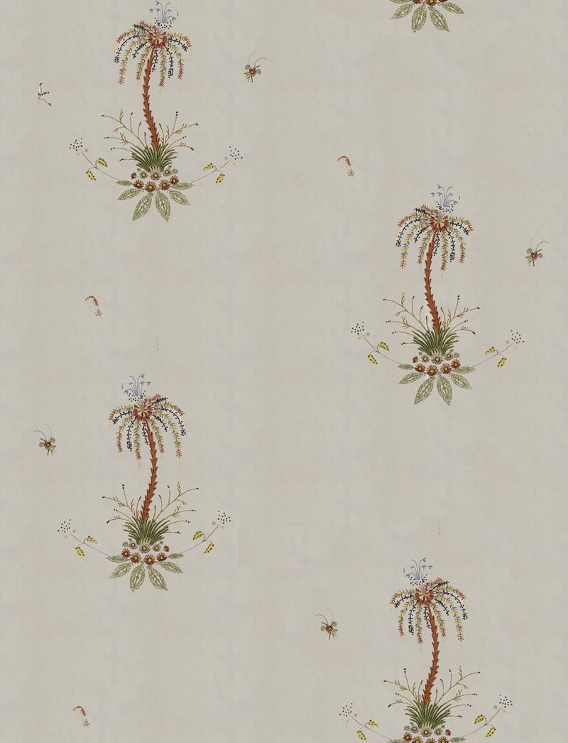 FSchumacher Fabric 22140 Royal Poncianna Embroidery Multi On Creme