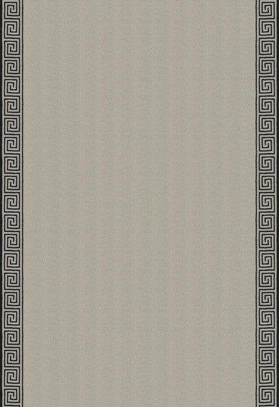 FSchumacher Fabric 25801 Greek Key Embroidery Pebble and Black