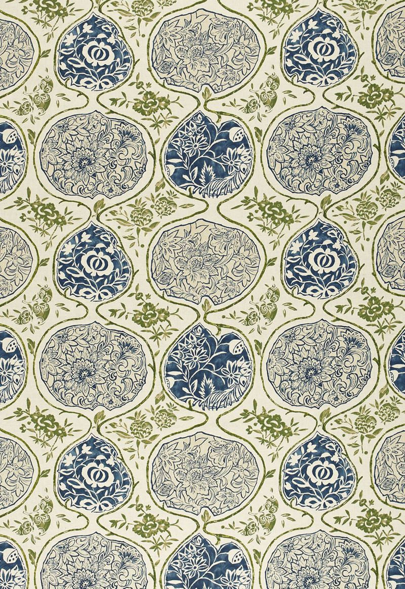 FSchumacher Fabric 2620932 Katsugi Indigo & Green