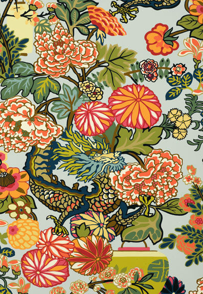 FSchumacher Wallpaper 5001060 Chiang Mai Dragon Aquamarine