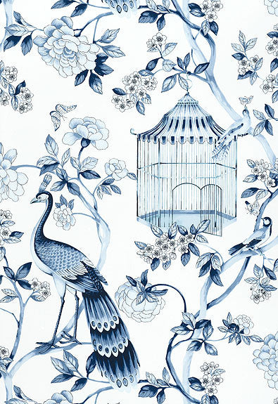 FSchumacher Wallpaper 5004081 Oiseaux Et Fleurs Porcelain