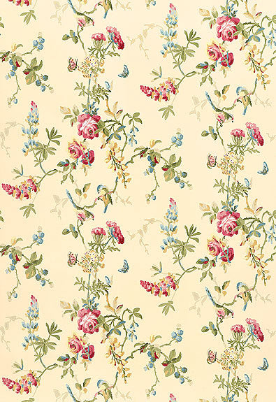 FSchumacher Wallpaper 5004361 Chickadee Floral Vanilla