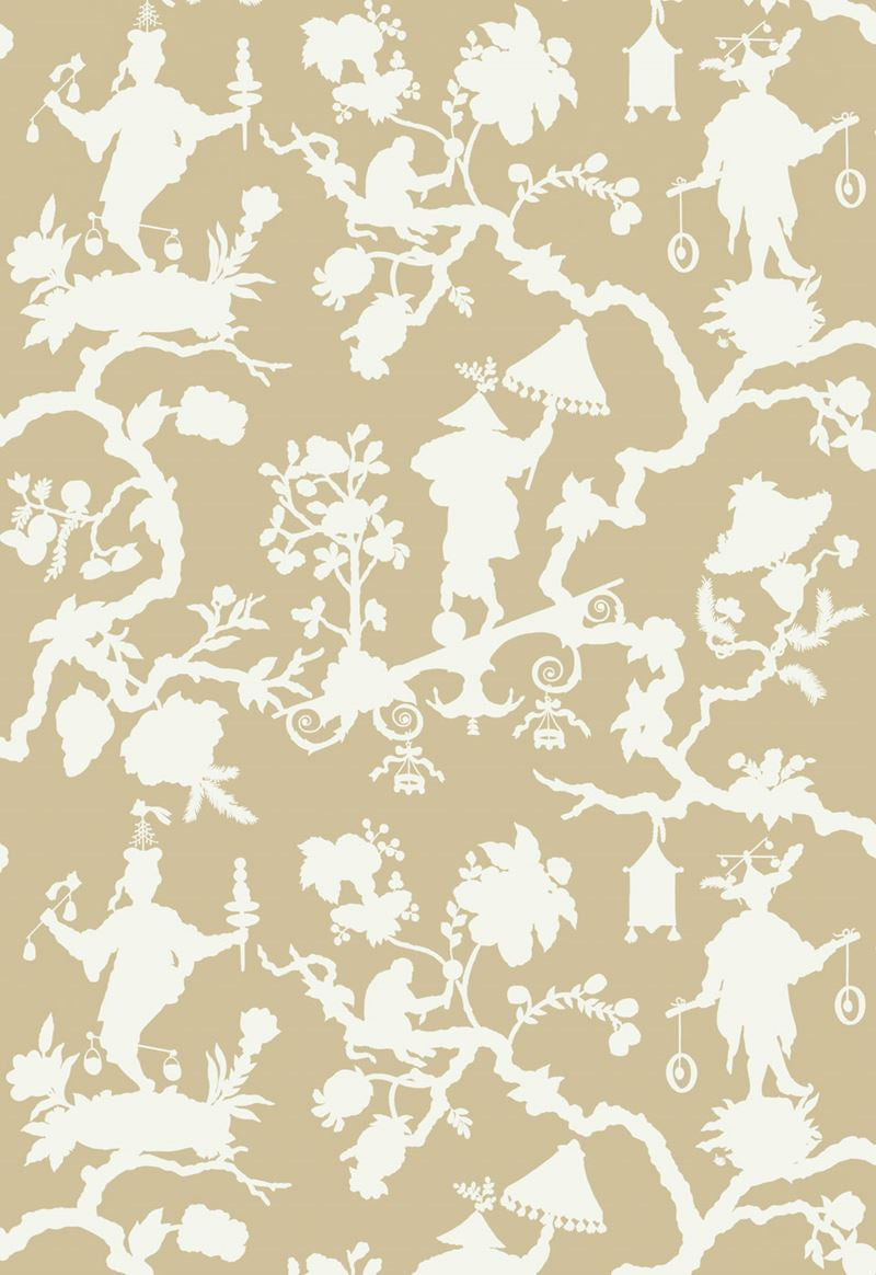 FSchumacher Wallpaper 5005150 Shantung Silhouette Print Sand