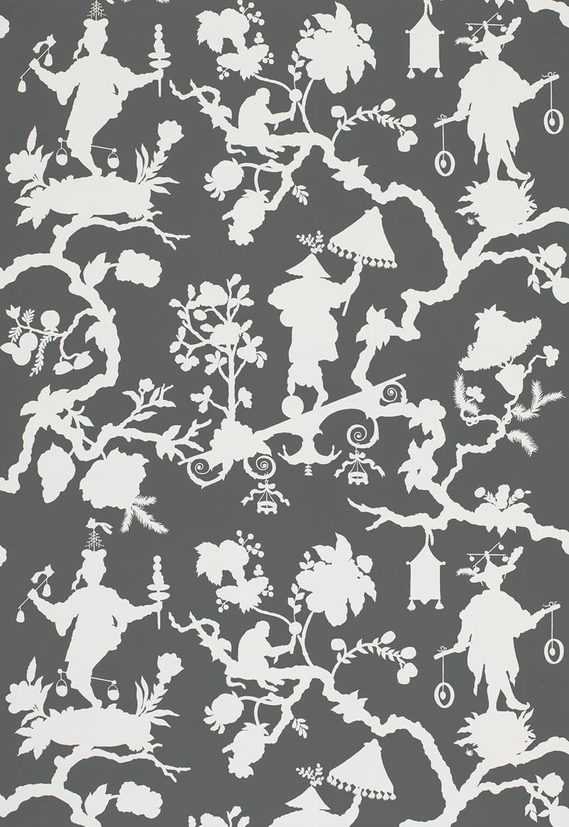 FSchumacher Wallpaper 5005151 Shantung Silhouette Print Smoke