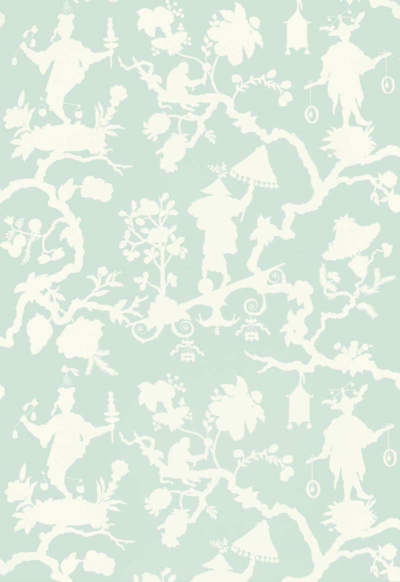 FSchumacher Wallpaper 5005153 Shantung Silhouette Print Mineral