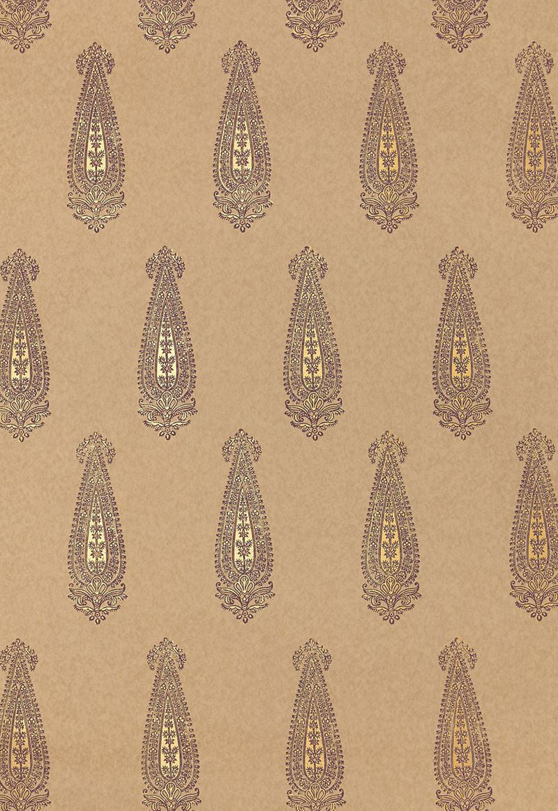 FSchumacher Wallpaper 5005333 Katara Paisley Aubergine & Gilt