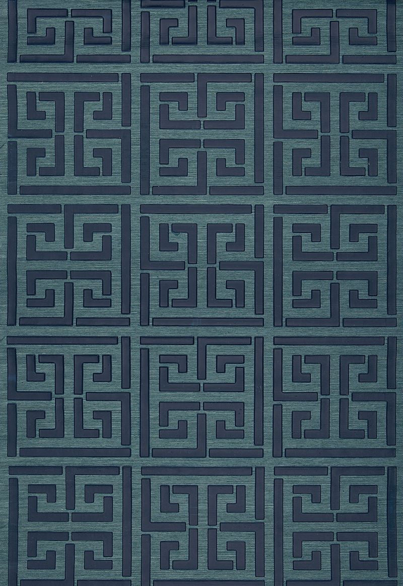 FSchumacher Wallpaper 5005691 Greek Key Sisal Peacock