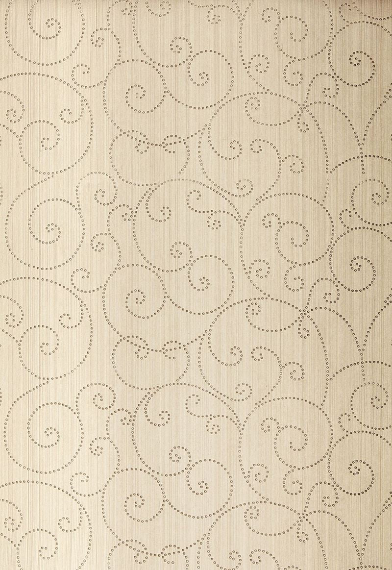 FSchumacher Wallpaper 5005720 Beaded Scroll Aged Silver