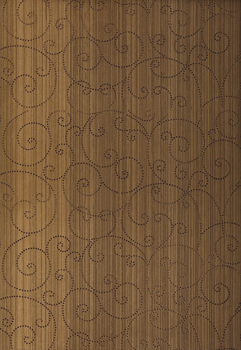 FSchumacher Wallpaper 5005723 Beaded Scroll Burnished Bronze