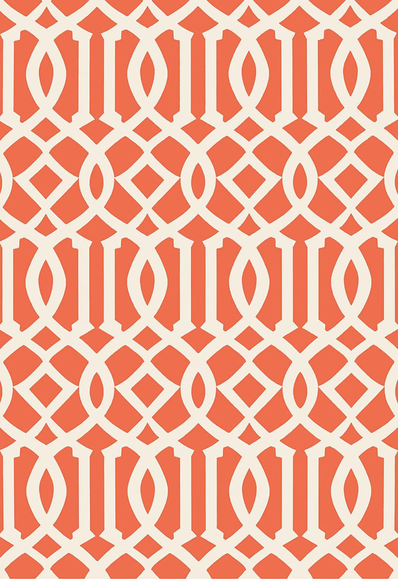 FSchumacher Wallpaper 5005800 Imperial Trellis II Ivory, Mandarin