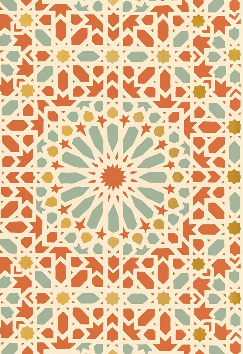 FSchumacher Wallpaper 5005962 Nasrid Palace Mosaic Persimmon
