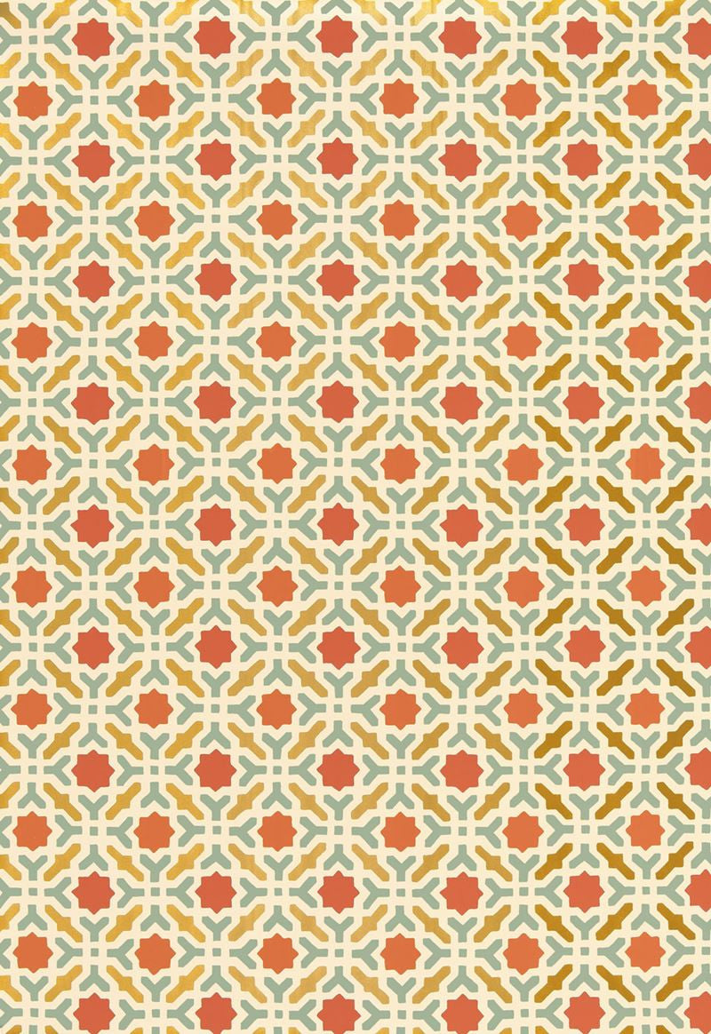 FSchumacher Wallpaper 5005972 Serallo Mosaic Persimmon