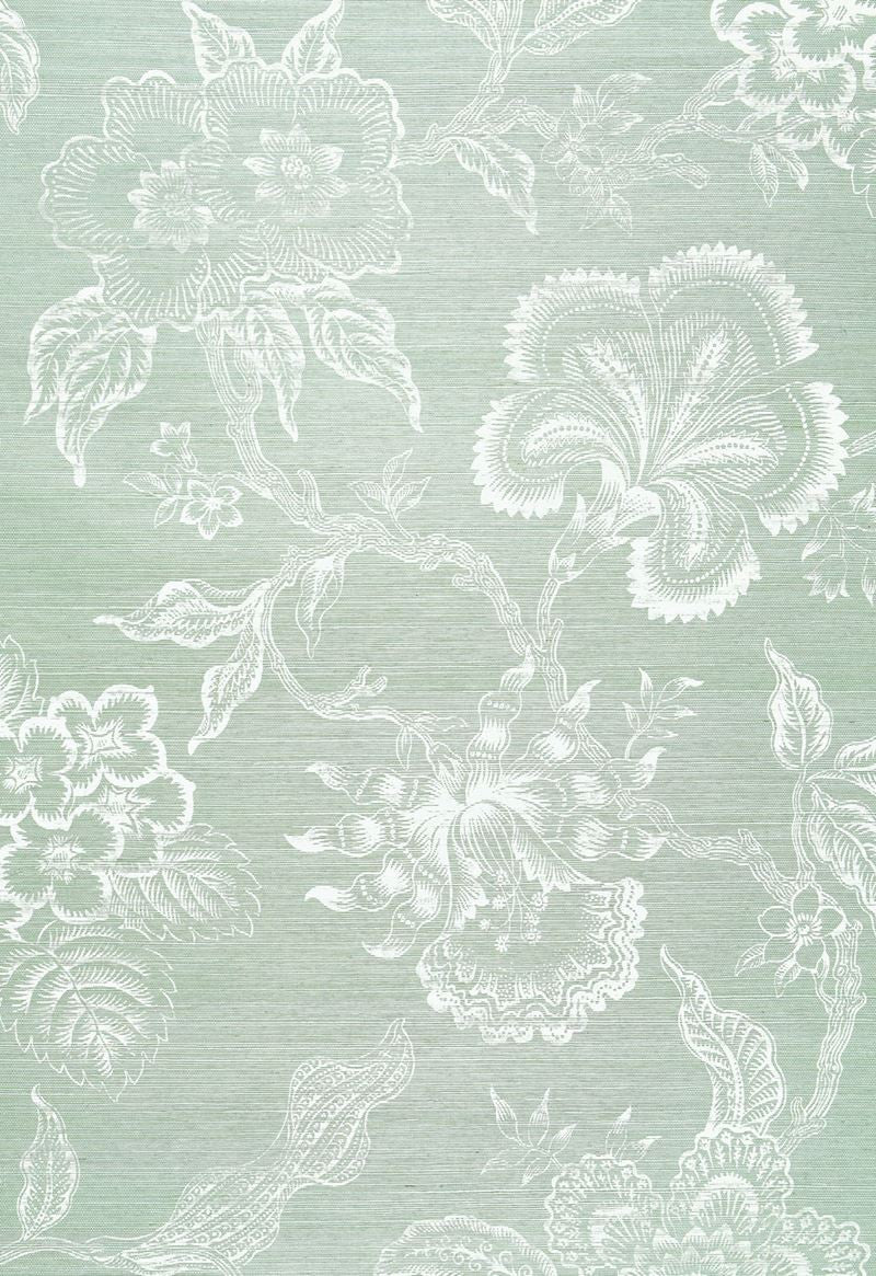 FSchumacher Wallpaper 5006092 Hothouse Flowers Sisal Seaglass & Chalk