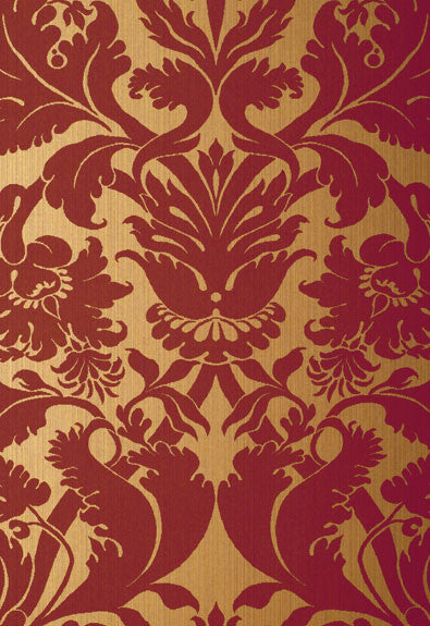 FSchumacher Wallpaper 529195 Fiorella Damask Red On Gold