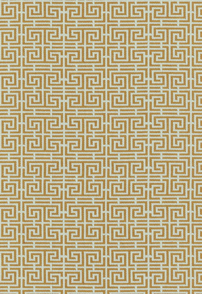 FSchumacher Fabric 54954 Chinois Fret Tobacco, Aqua