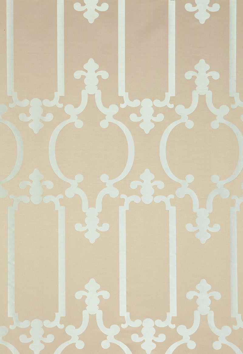 FSchumacher Fabric 55860 Ornamental Silk Silvered Aqua