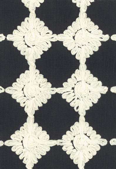 FSchumacher Fabric 55870 Rosette Embroidery Charcoal