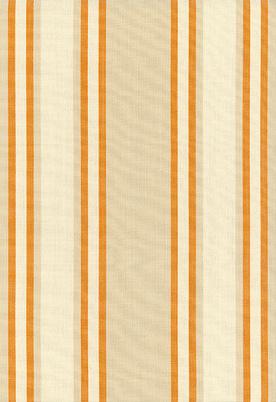 FSchumacher Fabric 62985 Seneca Cotton Stripe Beige, Pumpkin