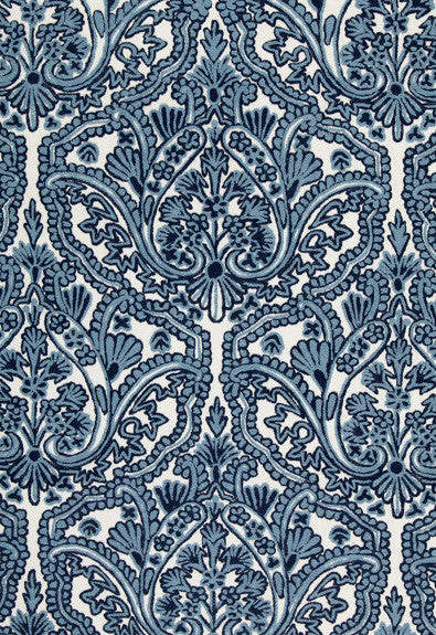 FSchumacher Fabric 64310 Claremont Crewel Embroidery Delft