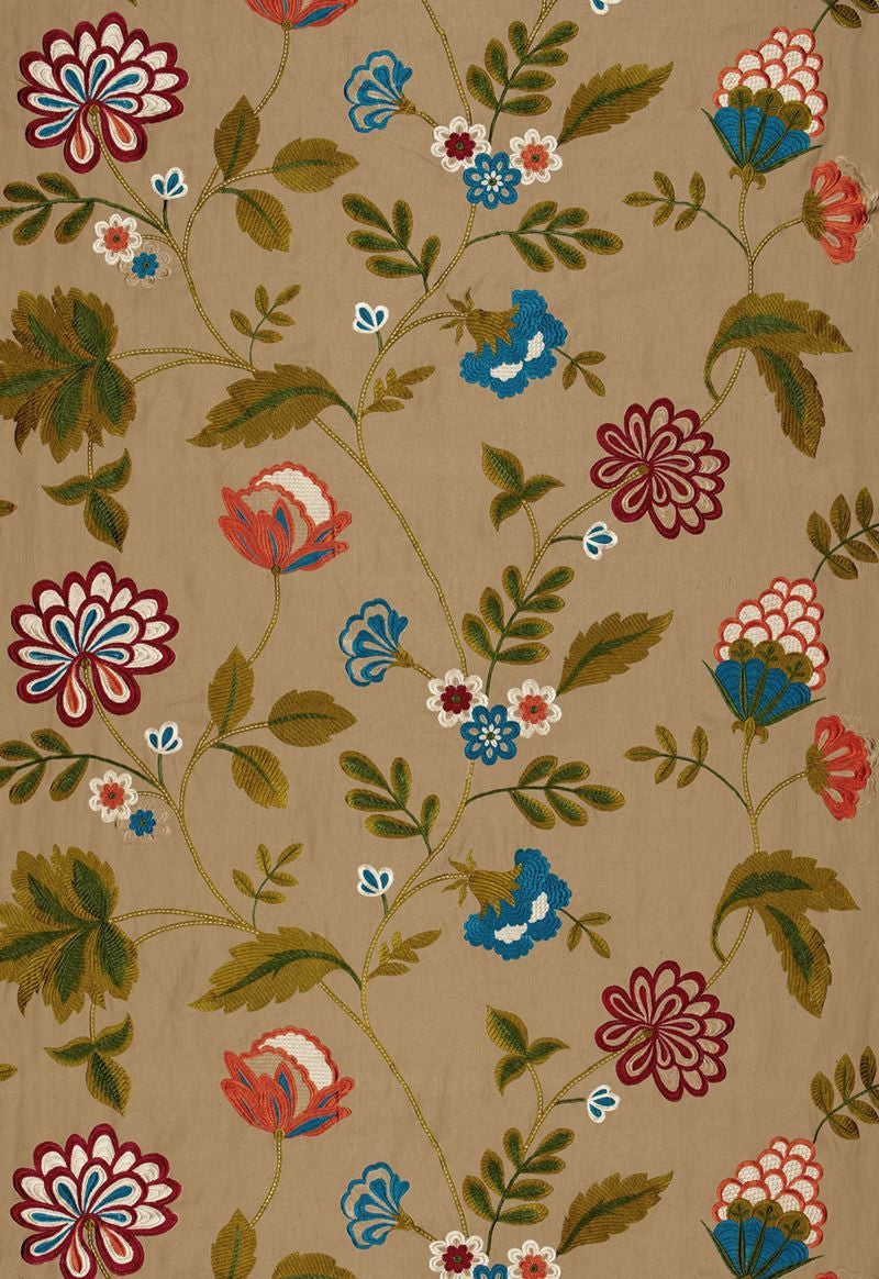 FSchumacher Fabric 64841 Palampore Embroidery Tobacco