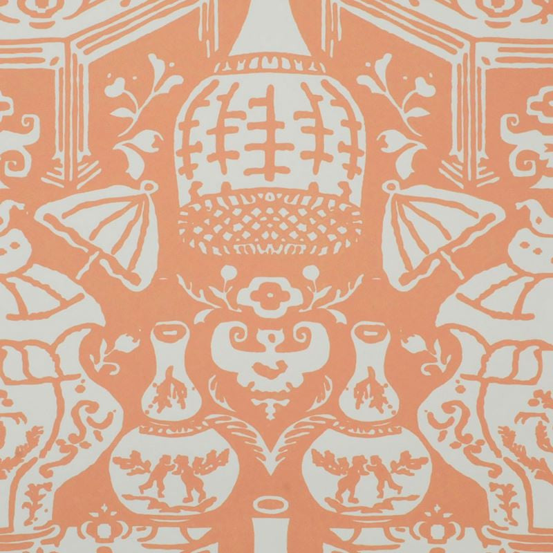 Clarence House Wallpaper 6801-10 The Vase Coral/White