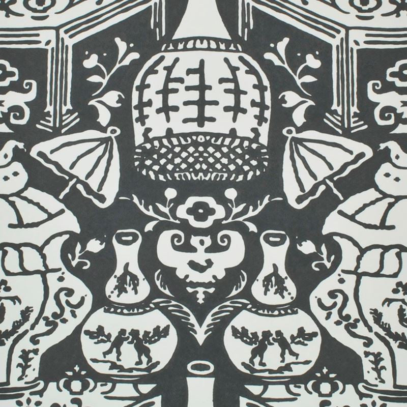 Clarence House Wallpaper 6801-20 The Vase Charcoal