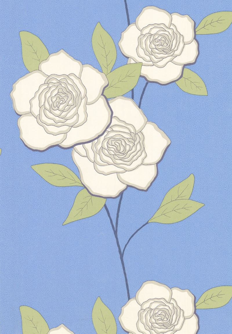 Cole & Son Wallpaper 69/6122.CS Paper Roses White/Sky