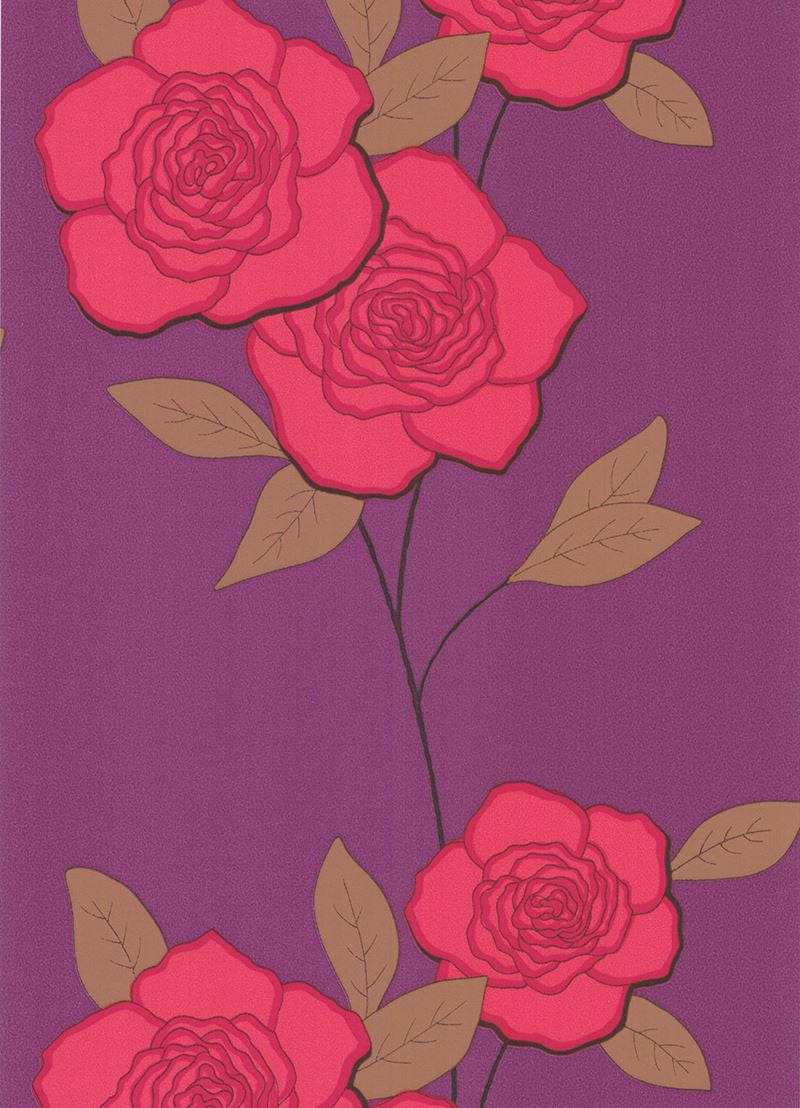 Cole & Son Wallpaper 69/6124.CS Paper Roses Poppy/Violet