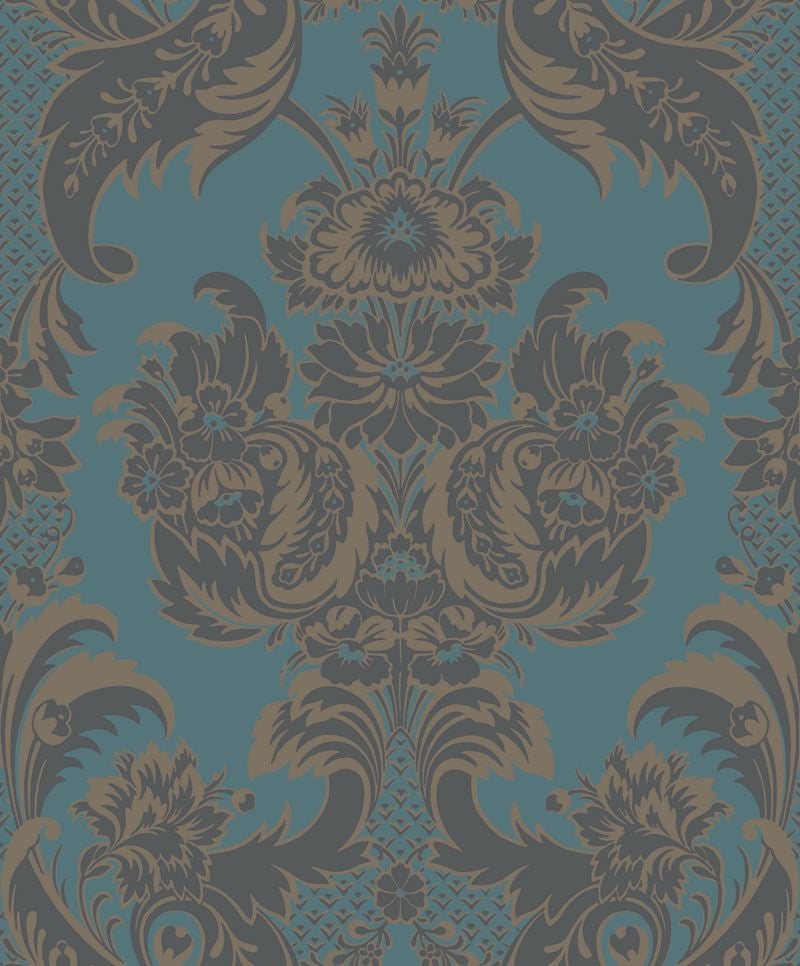 Cole & Son Wallpaper 94/3017.CS Wyndham Teal and Charcoal