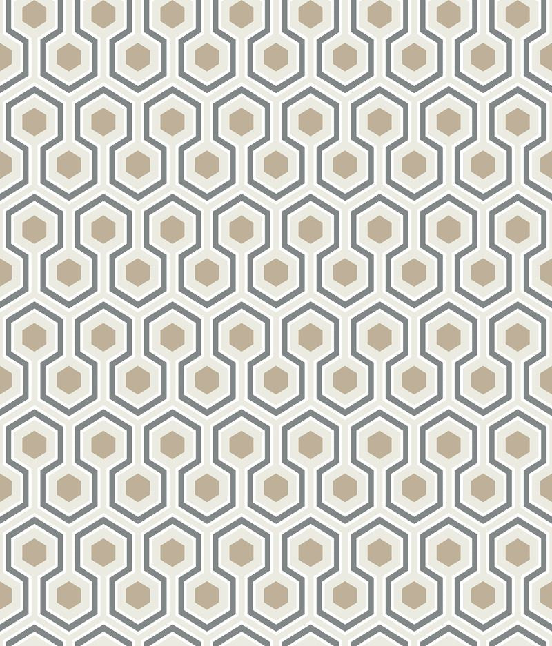 Cole & Son Wallpaper 95/3016.CS Hicks Hexagon Gilver/Wt/Bk