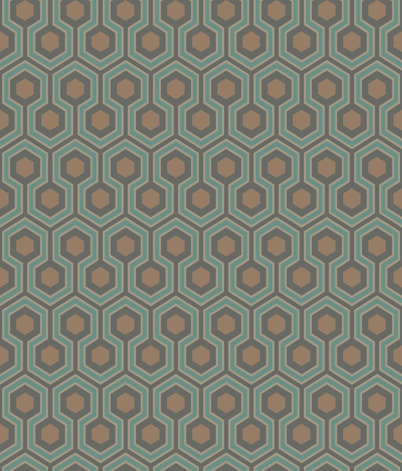 Cole & Son Wallpaper 95/3018.CS Hicks Hexagon Teal/Gold