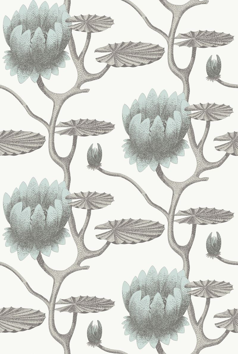Cole & Son Wallpaper 95/4022.CS Summer Lily Aqua/White