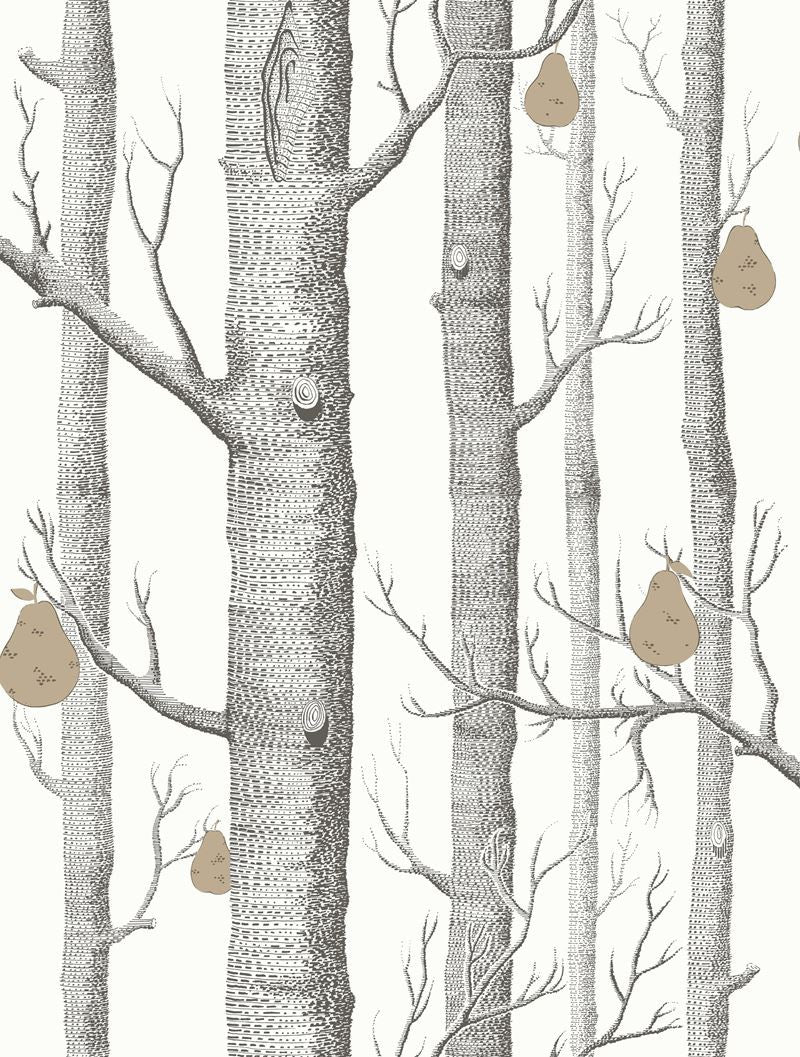Cole & Son Wallpaper 95/5027.CS Woods & Pears Blk/Wht/Brnz