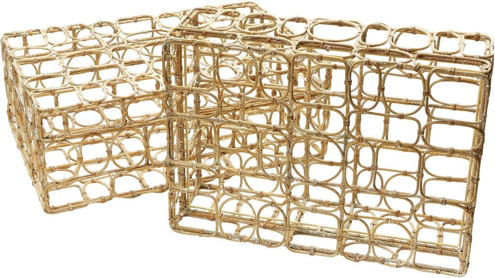 Rectangular Washed Natural Oval Ring Box -set Of 2