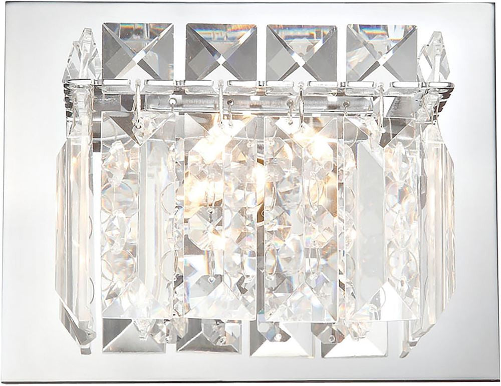 Crown 1 Light Vanity In Chrome and Clear Crystal Glass