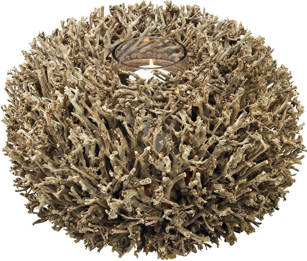 Briar Candle Holder In Light Washed Wood
